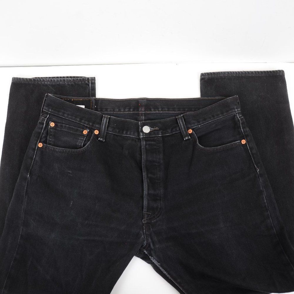 Levi's 501 Men's 36X30 Button Fly Black Straight Leg Jeans Gothic Punk Grunge
